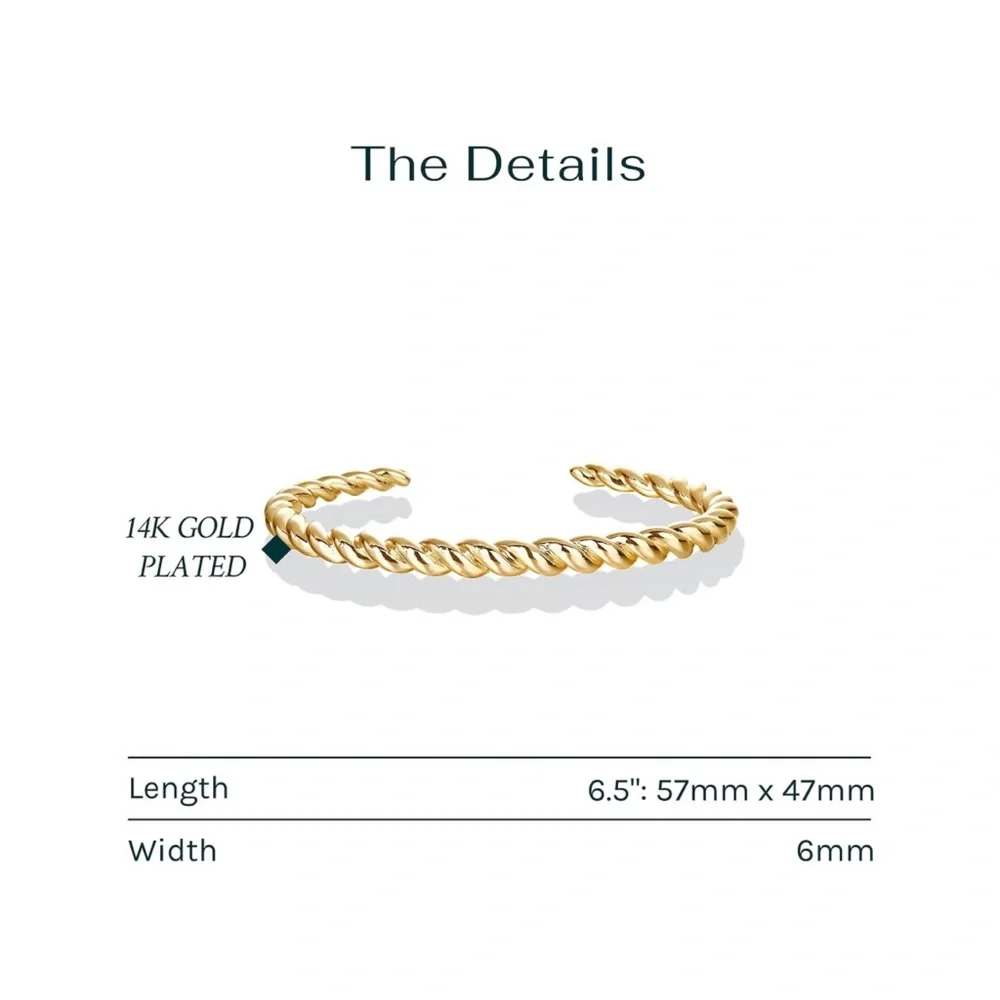 18k gold plated crossiant rope twist bracelet for your stack ✨
